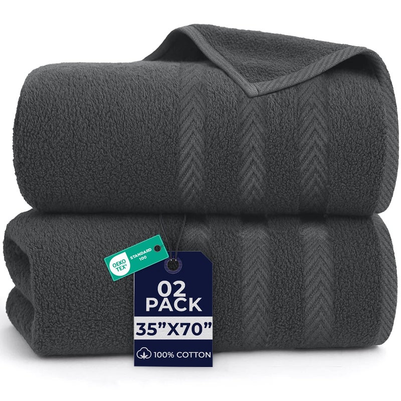 DAN RIVER 2 Pack Luxury Bath Sheets 35x70, 600 GSM, Soft & Quick Dry 100% Ring Spun Cotton Towels Ideal for Hotels, Spas, Gyms & Salons Extra Large, Gray - Image 1